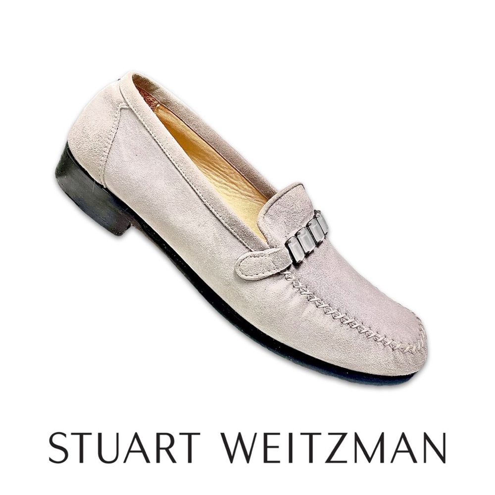 Stuart Weitzman Gray Suede all genuine leather Loafers Slip-On size 8.5M